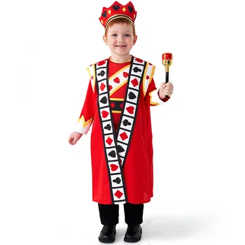 Детски костюм на краля Император, Cosplay, Покер, Принц, нова година Кралят костюм за Хелоуин за момчета, парти, Рожден Ден, Деца