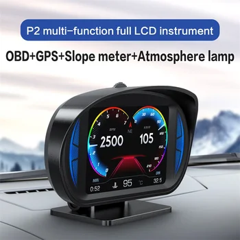 Авто HUD С двойна система OBD2 GPS HUD, цифров Скоростомер с централния дисплей, аларма за превишаване на напрежението, предупреждение за умора на водача