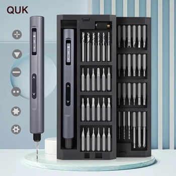 Комплект акумулаторна електрически отвертки QUK, многоскоростная регулиране на въртящия момент, безжичен комплект отвертки за ремонт