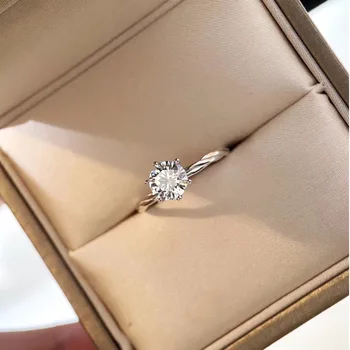 Пръстен от сребро S925, Женски пръстен с шест нокти, Лесно Луксозно пръстен, Малко дизайн, Бижута от висококачествено сребро на Едро