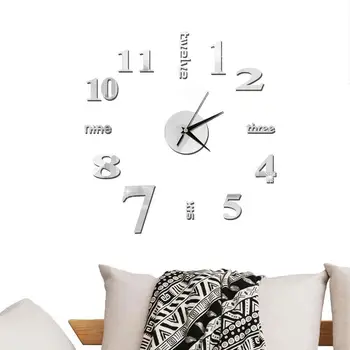 Направи си САМ 3D Акрилни Големи Стенни часовници с Модерен дизайн с Огледални номера, стикери, Декорация за вашия Офис, Стенни часовници Reloj De Pared