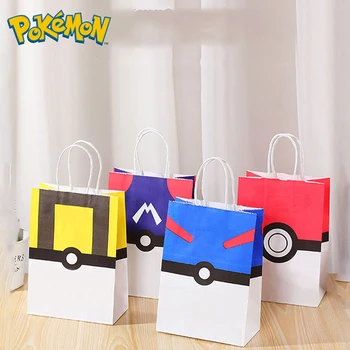 Хартиени Подаръчни торбички Pokemon Pokeball Аниме Пикачу Кутии Бонбони и Опаковки Кутия с Пуканки, Торбички за опаковане на бисквитка Украса за Парти по случай рождения Ден
