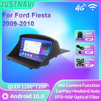 JUSTNAVI QLED Android 10 Стерео Радио За Ford Fiesta 2009-2010 Carplay Мултимедиен Плеър 4G Wifi GPS Carplay Auto 2 Din Без DVD