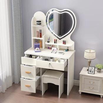 Тоалетка Модерен минималистичен С чекмеджета и табуреткой Спалня Малък апартамент Проста Модерна с огледало Корпусна мебел, за съхранение на