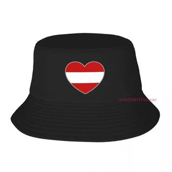 Флаг На Австрия Сърцето Дамски Панама Мъжки Градинска Солнцезащитная Шапка Дишаща Рибар Къмпинг Туризъм