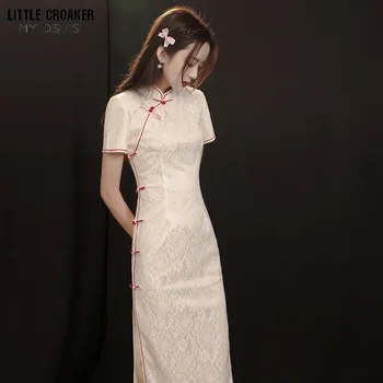Жена Ципао 2023, Нова Лятна Рокля с къс ръкав в китайски стил Ретро Чонсам, Подобрена Ежедневна рокля за млади момичета