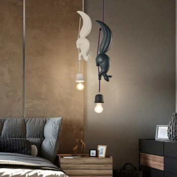 Скандинавски минимализъм и индивидуалност; Творчески окачен лампа с животните, Розов, син, Бял; Ресторанная спалня; Детска форма на Протеини