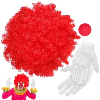 1 Комплект подпори за клоун, костюм с червена коса и нос, аксесоари за маски за детски сценичното шоу, партита