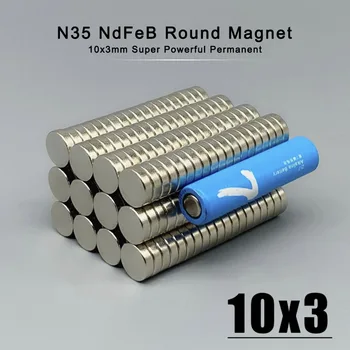 Продажба на едро на 500/1000 бр N35 NdFeB 10x3 мм неодимовый магнит 10 mm x 3 mm Кръгла силен Постоянен магнитен диск imanes