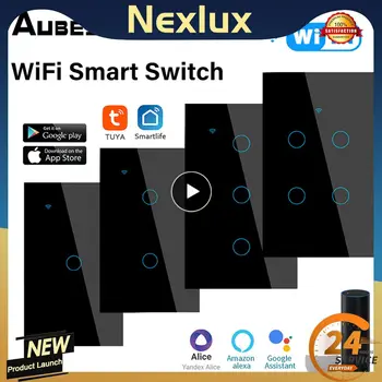 1 ~ 5ШТ Wifi Умен Ключа за лампата Стъклен Екран Сензорен панел за Гласово Управление на Безжични Стенни Прекъсвачи с дистанционно управление с Алекса Google Home