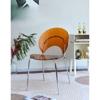 4шт Скандинавски акрилен прозрачен стол за хранене дизайн на дома модерен интернет знаменитост стол с желязна облегалка ins creative shell chair