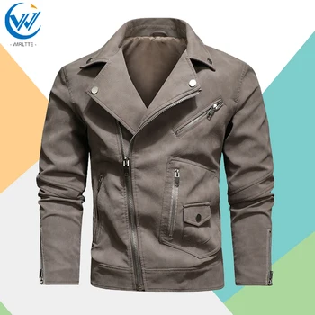 Модерно яке от изкуствена кожа, есен-зима мъжки мотоциклетът яке, однотонная горна дреха с много джобове, утолщенное мъжко палто, тенденция градинска облекло