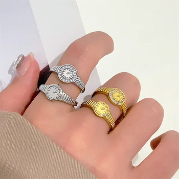 Двойка пръстени с кристали за жени, мъже Часове в корейски стил Регулируеми във форма с отварящи се пръстени са Изящни бижута Подарък за Свети Валентин