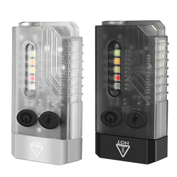 V10 Ключодържател USB Type-C Зареждане на Мини Преносим Аларма Къмпинг IPX4 Водоустойчив 1000LM Зумер Червена Светлина и SOS за Къмпинг