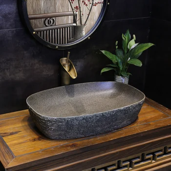Настолна Мивка модел от камък L, Домашна Антични Керамични Мивка, Китайска межплатформенная ретро мивка