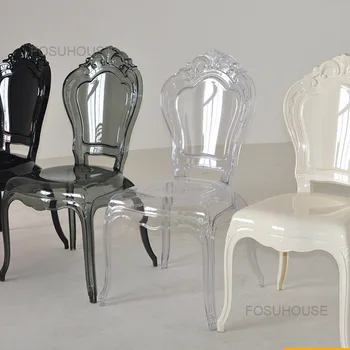 Европейски стил, акрилни трапезни столове Дух, Творчески Прозрачен Дизайнерски стол за Хранене, Дворцовата мебели за кухни, изработени от кристал