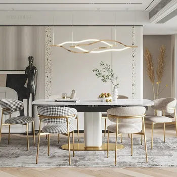Луксозни трапезни столове в скандинавски стил, модерна минималистичная мебели с гръб от ковано желязо, цветни трапезни столове от пяна с памет ефект