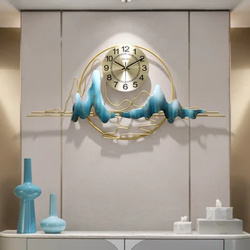 Стенен часовник за Спални Големи, модерни Метални Луксозни Стенни часовници, Кварц, Творчески, Стилни, Декорация на интериор в стил Horloge