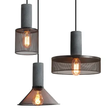 Индустриален led висящи лампи в скандинавски стил Loft, Цементно-метална лампа за спални, бар, кафене, кът за хранене, Висящ лампа