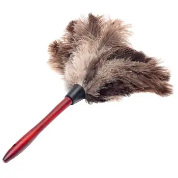 32 см, с четка за избърсване на прах от естествени страусиных пера, дървена дръжка, антистатични инструмент за почистване на домакински мебели, Инструменти за почистване на прах в колата