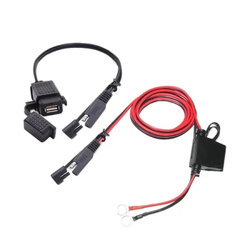 Комплект USB-зарядно устройство за мотоциклет 3.1 A, адаптер SAE за USB-адаптер, зареждането на телефона GPS за
