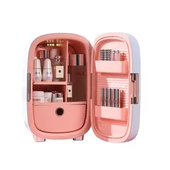Нов 12Л розов лаптоп козметични хладилник розово малък хладилник за красота, мини-хладилник за грижа за кожата Козметични