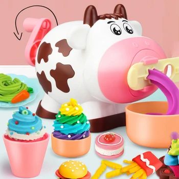 3D-Крава, Пластилиновая форма, Пластилиновая Глина за скулптура от Сладолед, Цветна глина за приготвяне на Спагети, комплекти инструменти за игри в тестото, играчки за деца, подарък за рожден ден