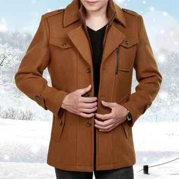 2023 Ново топло палто, вълнена палта с ревери, Мъжко Дълго палто, вълнена с двойна яка, Мъжко яке, Зимна тренч, Мъжки