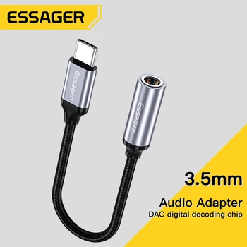 Essager Type C до 3,5 мм жак за слушалки, AUX C USB Кабел, Адаптер За слушалки 3,5 Jack аудио кабел За Huawei P20 Xiaomi Mi 10