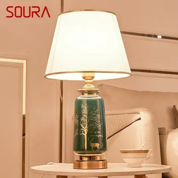 Модерна керамична настолна лампа SOURA, led лампа в Скандинавски Стил, творчески декор във формата на Елен, Модерен лампа за дома, хол, спалня, прикроватной нощни шкафчета