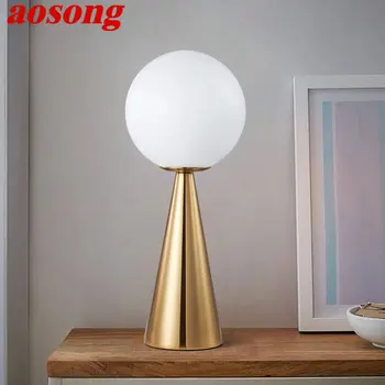 Настолна лампа AOSONG Nordic Gold е с led подсветка, Модерен, креативен дизайн, Лесен нощни декор, Настолна лампа за дома, хол, спалня