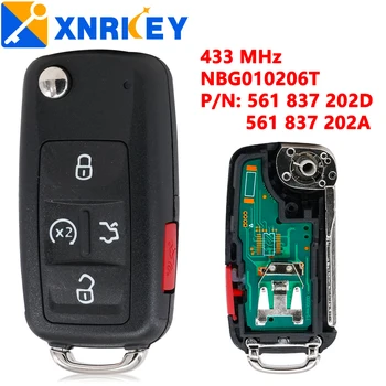 XNRKEY 4 Бутона Автомобил Smart Flip Remote Key 433 Mhz NBG010203T за VW Smart Flip Key P/N： 561837202D/561837202A