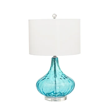 Модерна и лесна настолна лампа от рябого стъкло, персонални декоративна нощна лампа за спални, синята настолна лампа