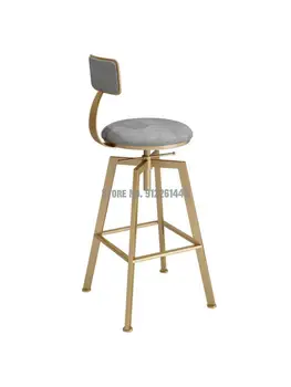 Скандинавски бар стол с повдигане и завъртане на съвременната прост облегалка, домакински лампа, луксозен, чист червен стол, бар стол