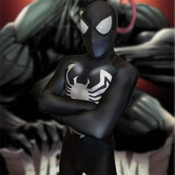 Черен костюм Венома Симбиота 2 Човека-паяк на Хелоуин за възрастни, Cosplay супергерой Zentai За Мъже, момчета, мъжки Боди, празничен гащеризон