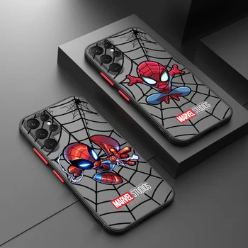 Супергерой на Marvel spiderman за Samsung Galaxy S22 S21 S20 FE S8 S9 Ultra Plus S10 Lite 5G матиран прозрачен калъф за вашия телефон