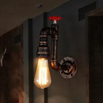 Ретро-Носталгична Осветление за коридор и Стълби, Промишлен бар в американски стил, Интернет-кафе, Креативен стенен лампа с водопроводна тръба с една глава