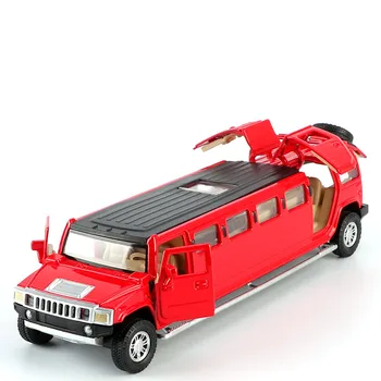 По-дълги модел с висока проходимост автомобили Hummer от сплав 1: 32, имитация на Лят Метален Звук и светлина, Откидывающаяся Обратно Модел на автомобила