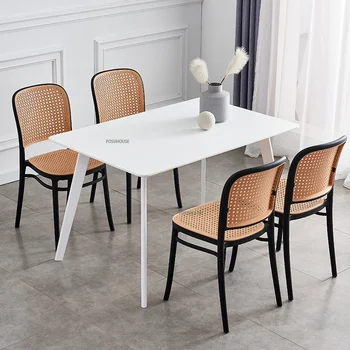 Съвременните пластмасови трапезни столове от ратан за кухненски мебели за Домашно Штабелируемый маса и стол Проста маса за хранене, стол от ратан на открито Z