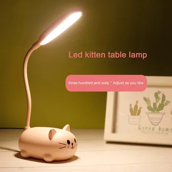 Детска настолна лампа с розов цвят с анимационни модел, сладък лека нощ за детски спални, преносими led лампа за четене, Уникален подарък