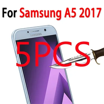 5 бр. за samsung Galaxy a5 2017 защитно покритие от закалено стъкло за екрана, samsun galaxy a 5 2017 a520 a5200 a520f калъф-филм