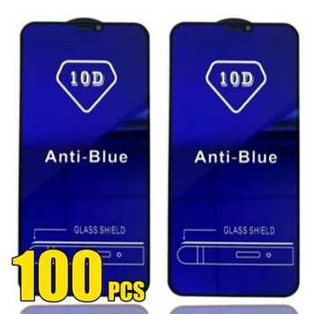 100шт 10Г Анти-Синьо Закалено Стъкло Защитно Фолио За Екран За iPhone 15 Pro Max 14 Plus 13 Mini 12 11 XR XS X 8 SE