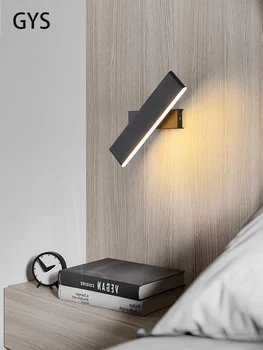 Въртящата Нощно Шкафче за Спалня Led монтиран на стената лампа Nordic Creative Light Украса с дълга Тръба Фон Хол Алуминиево Покритие