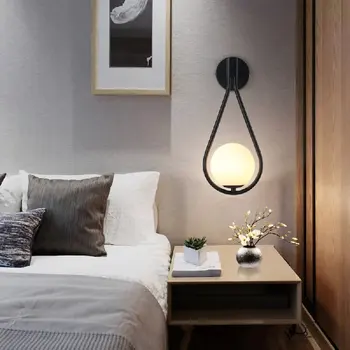 Скандинавски led монтиран на стената лампа от постмодерно минималистичного стъкло за хола, коридор, тераси, Креативни Стълби, прикроватной нощни шкафчета за спалня