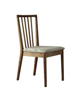 Индивидуален стол за хранене, модерен минималистичен дом, Скандинавски ресторант, Масив, Дърво, кожа, Тъканно облегалка, Решетеста Стол за Почивка
