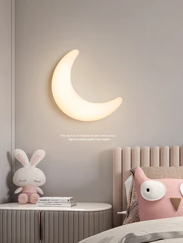 Модерен стенен лампа Moon За дневна в скандинавски стил, Творчески фон за детска стая, монтиран на стената лампа за прикроватной нощни шкафчета в спалнята, led осветителни тела за кабинета