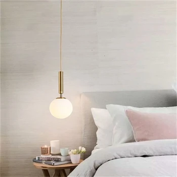 Модерен минималистичен златна стъклена топка с абажуром, висящи лампи, лампи за ресторант, спалня, прикроватной нощни шкафчета, домашен декоративен подвесного лампа
