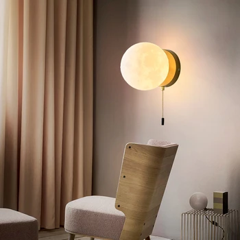 Модерният led, с монтиран на стената лампа в Скандинавски Стил, Нощно шкафче за спалня, Творчески лунен монтиран на стената лампа, Лампа за коридора, Стенни лампи за дома