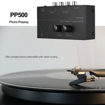 Предусилвател PP500 Phono с регулатор на силата на звука, басите и високите честоти, изходни интерфейси RCA, ультракомпактный vinyl грамофон, усилвател