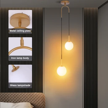 Led нощни лампи за спалня, Луксозна Модерна минималистичная Фонова стена за хол, Скандинавски лампа за Хранене, по-дълги полилей